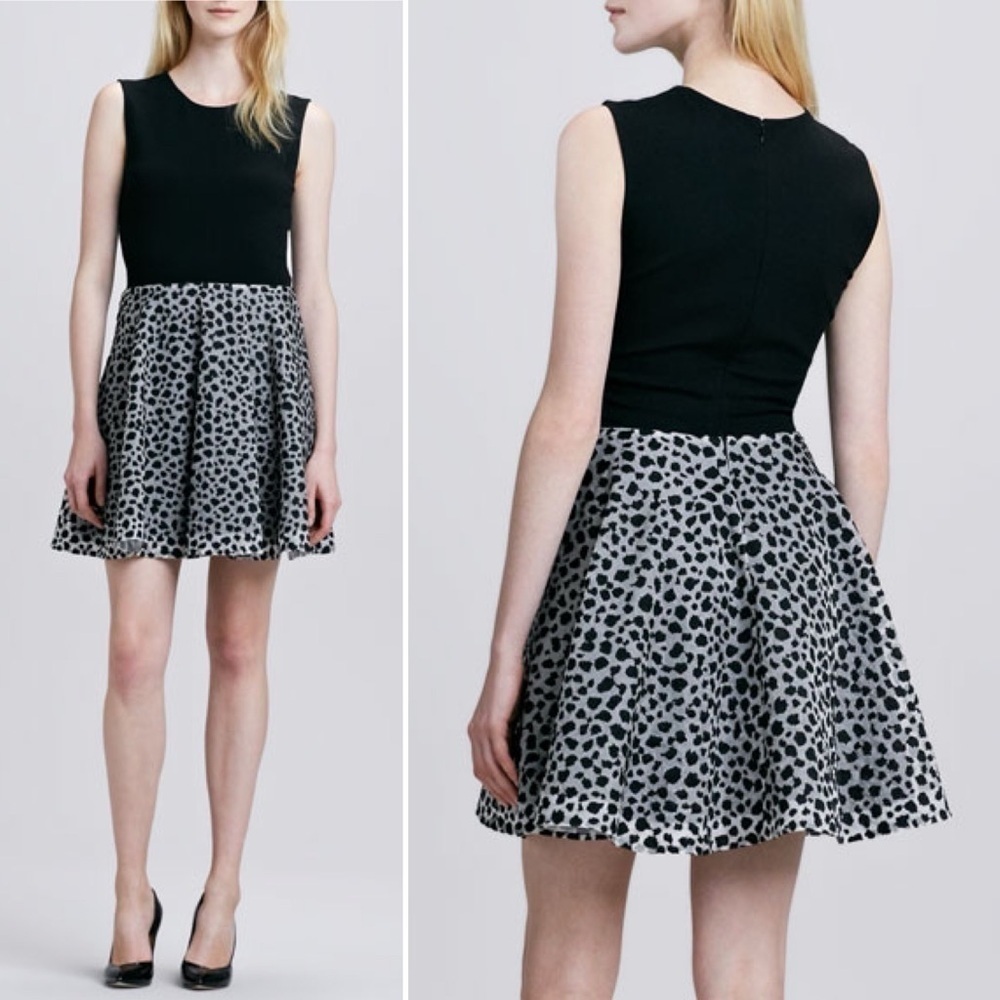 Diane von Furstenberg Jeannie Leopard Dots Dress‎ 2 black neutral party cocktail